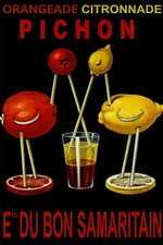 Bar Liquor Ad Pichon Orangeade French Art Wall Indoor Room Poster - POSTER 20x30