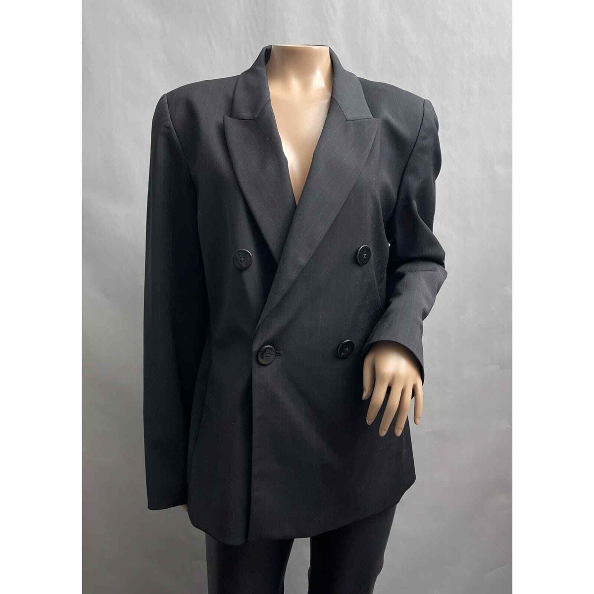 Linda Allard Ellen Tracy Blazer Women 10 Pinstripe Stretch Wool  