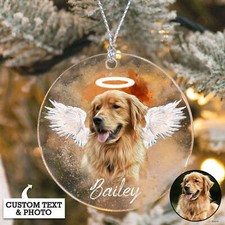 Personalized Pet Memorial Photo Ornament, Pet Loss Gifts, Christmas Dog Ornament