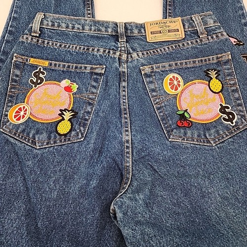 Jordache 90's Jeans Women's 13/14 Tapered Leg Denim Patches Upcycled Custom - Picture 12 of 24