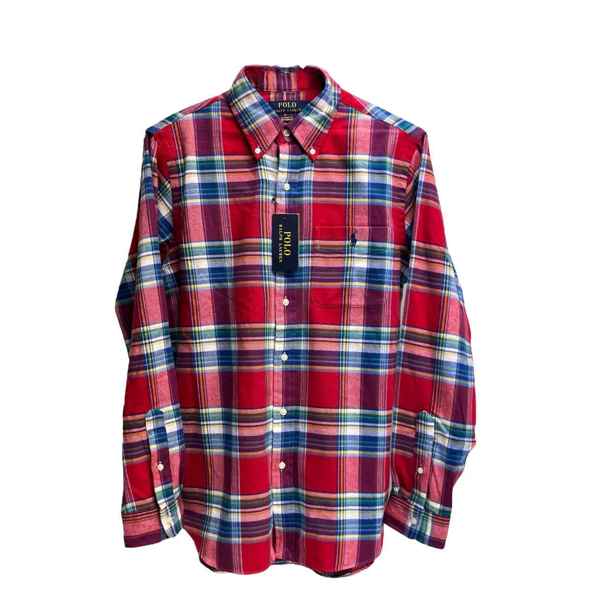 Polo Ralph Lauren Long Sleeve Performance Classic Flannel Shirt Red Plaid 125