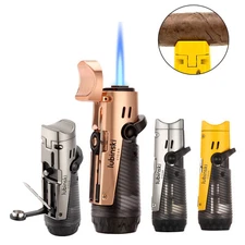 Lubinski 1 Jet Torch Flame Cigar Lighter With Punch Vintage Gas Window Gift Box