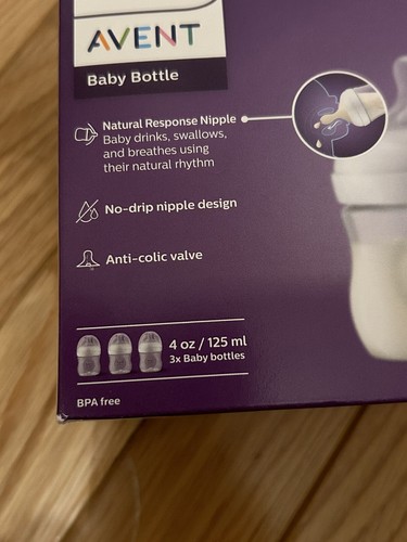 Philips AVENT Natural Baby Bottle with Natural Response Nipple Clear 4oz. 3 Pack - Picture 3 of 3