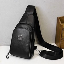100 Genuine Leather Crossbody Bag Chest Bag Hiking Sling Backpack Shoulder Bag