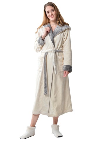 Herren Warm Bademantel mit Kapuze Morgenmantel Lang Flauschig Hausmantel Damen - Bild 18 von 54