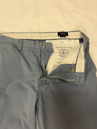 Polo Ralph Lauren Classic Fit Light Blue Flat Front Chino Pants Mens 36x29 EUC! - Picture 2 of 13