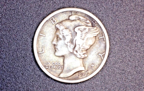 1916-S Silver Mercury Dime - XF