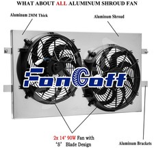 Aluminum Radiator Shroud&Fan For 1999-14 Chevy Silverado GMC 1500 Suburban Tahoe