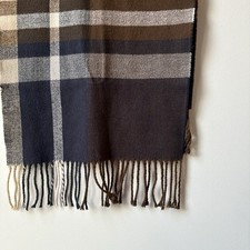 Alta Linea Scarf 180cm X 32cm Wool Blend Brown Navy Beige Soft Fringed Unisex