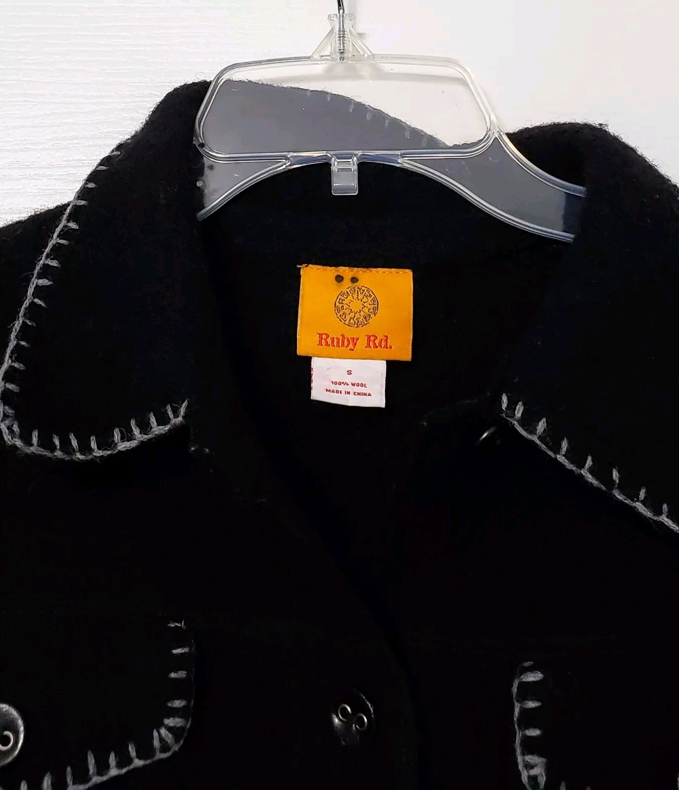 Ruby Rd  Womens Black Jacket Wool Leather Buttons… - image 2