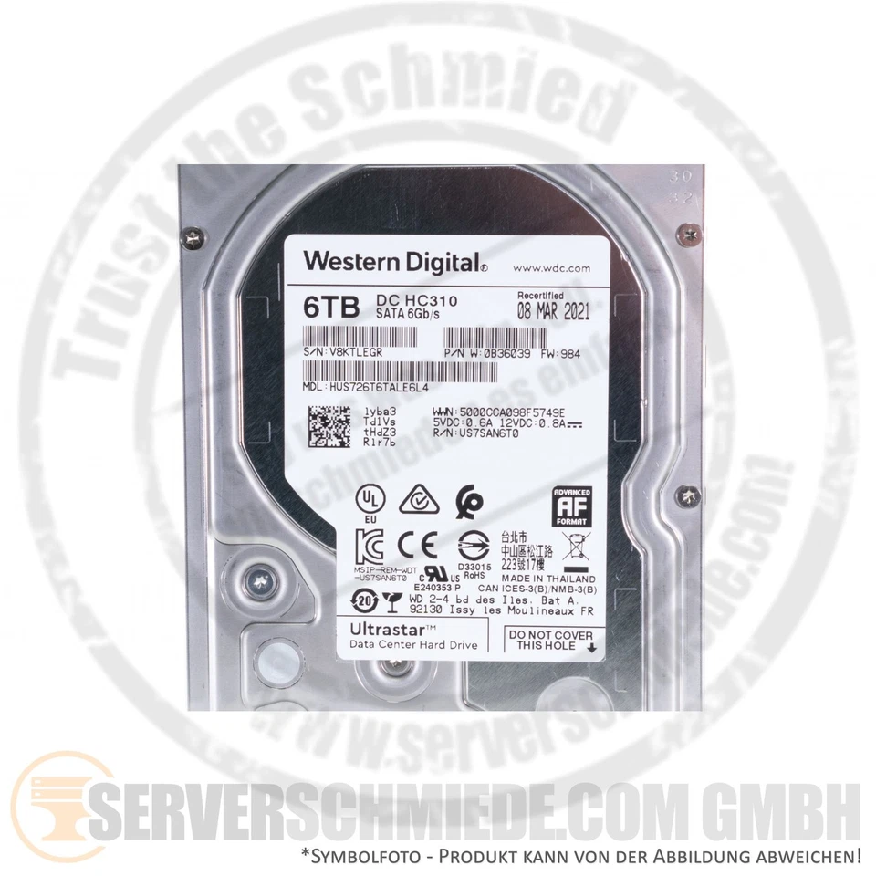 6TB 3,5" SATA 6G 512e WD DC HC310 Enterprise 24/7 Raid HDD Festplatte +zero hour - Bild 4 von 4