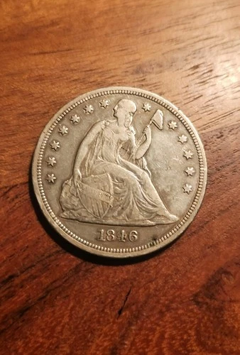 1846 Seated Liberty VG/F $1 One Dollar, Sharp Details, Nice Strike, Tough Find