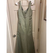Mori Lee Madeline Gardner Sage Green Satin V-Neck Formal Gown Dress Size 13/14