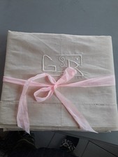 Ancien drap  NEUF Métis brodé monogramme GB 280CMX200CM