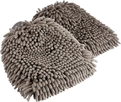 Amazon Basics Absorbent Microfiber Car Wash Drying Mitts, 2 Pack, Gray, 10.44'' L