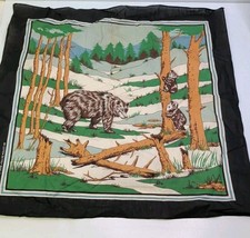 VTG Bandana USA Made Bears Mama Cubs Climbing Tree Woods Nature