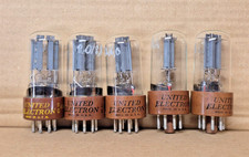 5x TUBE UNITED ELECTRONIC 6SN7GT GRAU Platte - METRIX GETESTET