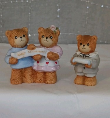 Vtg Enesco Lucy & Me Happy Anniversary Banner Bears W/ Ring Bearer Bear 1986