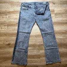 Jeans Diesel Zathan Uomo 36x32 Grigio Regular Bootcut Elasticizzato Lavaggio Acido Denim 008W7