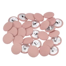 30pcs Fabric Cloth Covered Button 20mm Metal Round Sewing Buttons, Pink