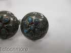 VINTAGE ZUNI INDIAN PETIT POINT TURQUOISE NEEDLEPOINT BUTTON EARRINGS — photo 4