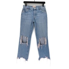 FREE PEOPLE We The Free Maggie Mid Rise Straight Jeans Light Wash 25