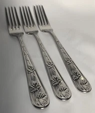 RETRONEU - TUILERIES - LEAF GARDEN - 3 DINNER FORKS - FLATWARE - SILVERWARE