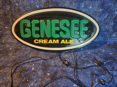 Vintage 1983 Genesee Cream Ale Lighted Plastic Bar Sign.  Works
