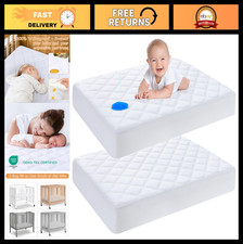 Waterproof Mini Crib Mattress Protector 2 Pack, Soft Quilted Pad, Machine Washab