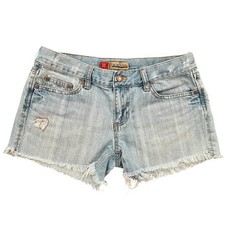 Y2K Old Navy Ultra Low Waist Denim Cutoff Fray Distressed Jean Shorts Size 8