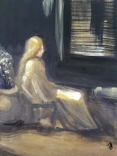 J M Johnson - Original  Contemporary Expressionist Abstract Woman Figure Gouache