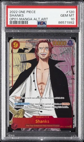 2022 ONE PIECE OP01-ROMANCE DAWN MANGA ALTERNATE ART #120 SHANKS PSA 10