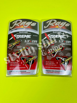 TWO RAGE Slipcam X-TREME extreme 2''+ cut mechanical 2 blade broadheads 100 grain