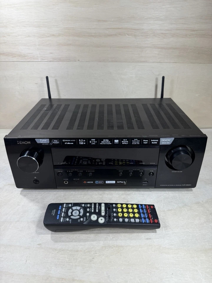 Denon AVR-S650H 5.2 Channel 4K Ultra HD AV Receiver Bundle w/ Remote - Tested! - Image 2 of 4