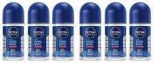 Nivea for Men Cool Kick Anti-Transpirant Deodorant ROLL-ON, 50 ML 1.7 OZ 6 Pack
