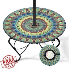 Britown Boho Round Outdoor Tablecloth Umbrella Hole 48-54"