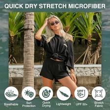KANU SURF KANU SURF WOMEN'S LORI STRETCH UPF 50 ACTIVE SWIM SIZE L SOLID BLACK