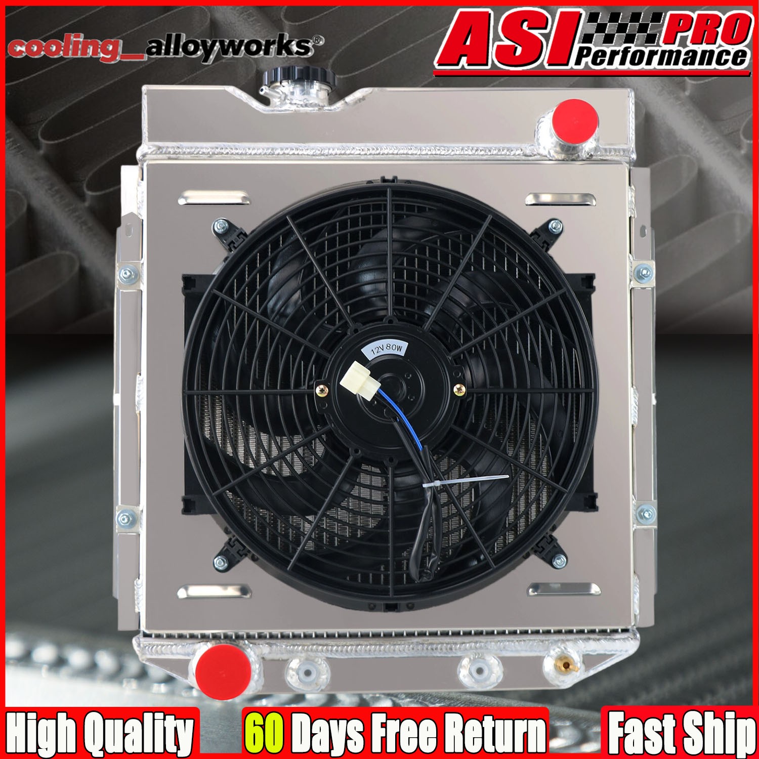 For 1960-66 Ford Mustang Falcon Mercury Comet V8 3-Row Radiator+Shroud Fan+Relay
