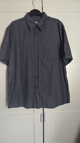 Moschino Jeans, Vintage 90s Moschino Jeans Shirt Mens XL Grey Micro Texture Short Sleeve Italy