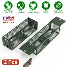 2Pack 2-Doors Live Humane Mouse Traps Rat Mice Rodent Cage for Squirrel Chipmunk