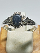 Vintage Sterling Silver Oval Blue Sapphire Solitaire Ring 2g Sz 7