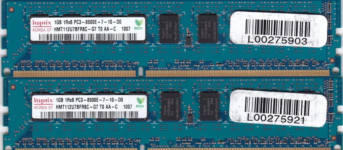 Hynix 2GB PC3-8500 (DDR3-1066) Memory (RAM) 2 Modules for sale | eBay