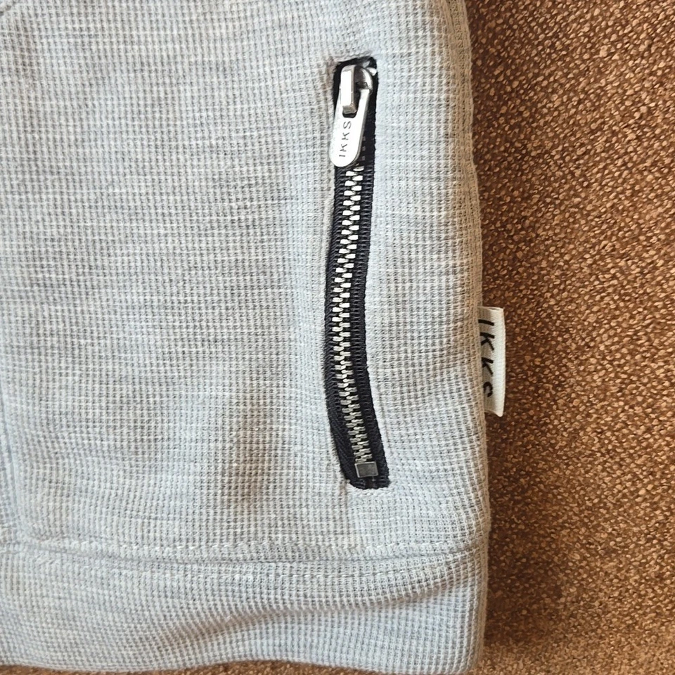 Sudadera con capucha IKKS gris tejido gofre para niño forro polar azul - talla 4Y bolsillos con cremallera Foto 4 de 4