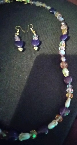 Artist 22" Tulip,jade Hearts,Flowers Crystals ,Purple. Lavender, Pink Set - Picture 5 of 7