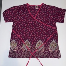 Expo Uniform Inc. Women  s Scrub Top Pink Cancer Ribbon Cotton  Polyester Size L