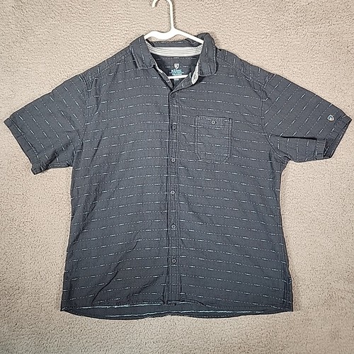 Kuhl Camicia Uomo 2XL Blu Intrepido Scorpido Manica Corta Misto Lino Leggera - Foto 1 di 10