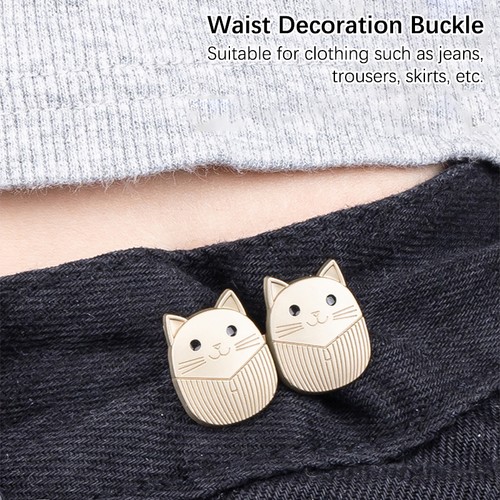Adjustable Waist Buckle Cute Kitten Jean Waist Button Detachable Jeans Tighte A1