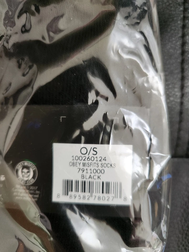 NUEVO CON ETIQUETAS Calcetines Atléticos Obey Misfits Negros ¡RAROS! Foto 3 de 3