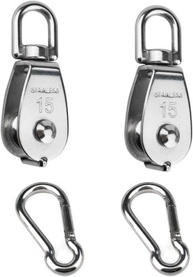 2PCS 304 Stainless Steel Single Pulley Block M15, Wire Rope Crane Pulley Block