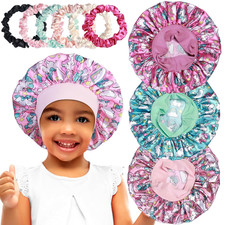 3Pcs Satin Bonnets for Kids Sleeping, Cute Hair Bonnet with Scrunchies for Girls